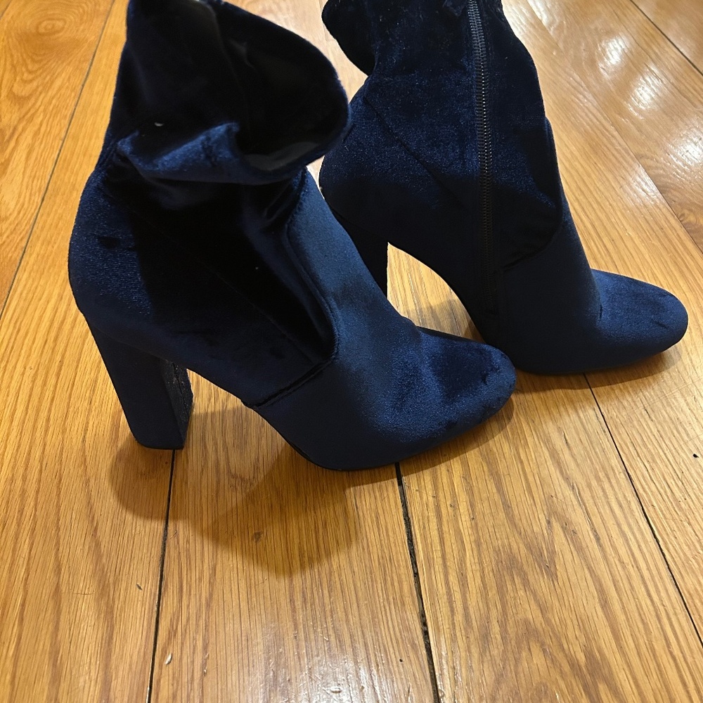Blue suede boots